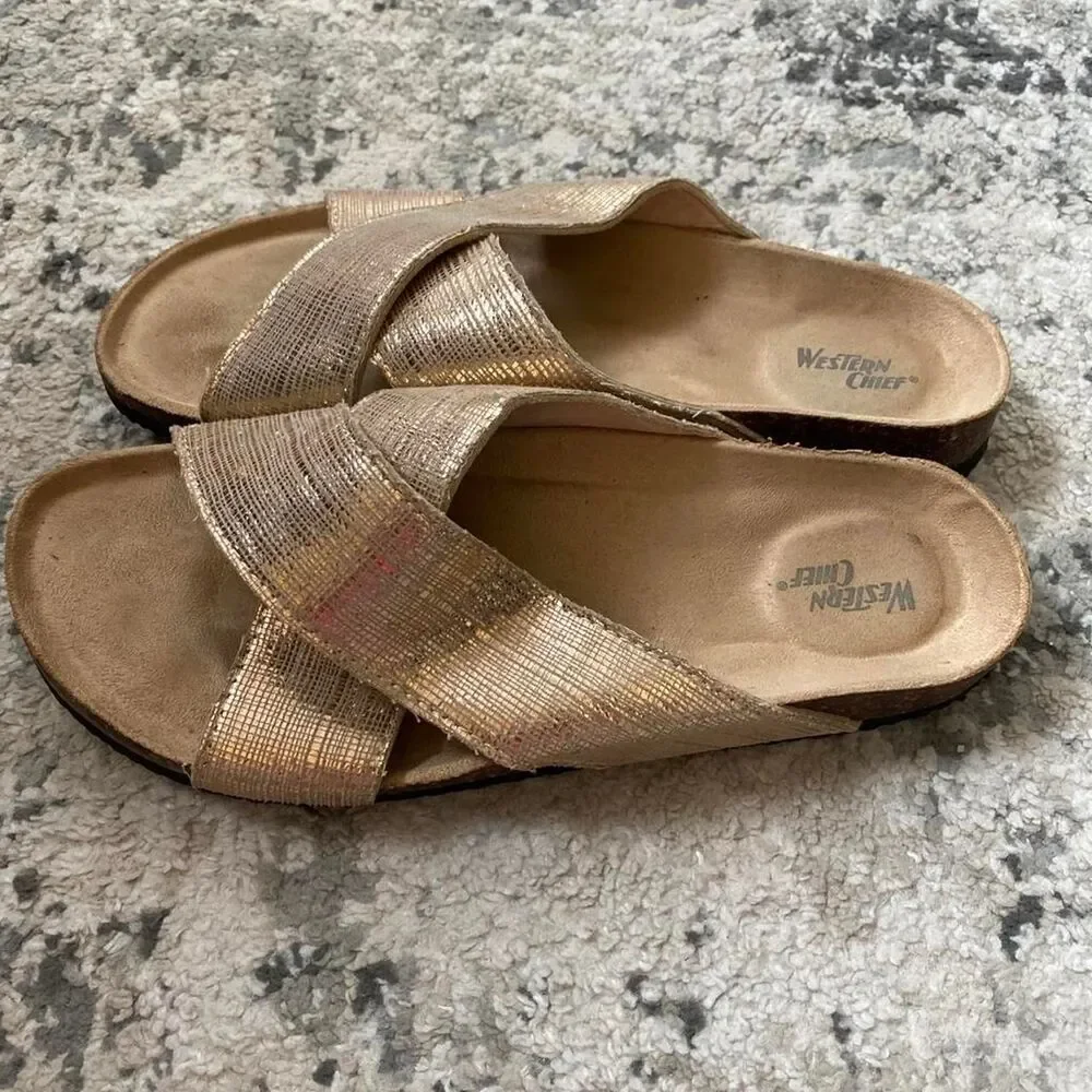 Western Chief gold birkenstock